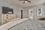 Master King Bedroom Features a Flat Screen TV